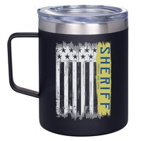 Sheriff American Flag Protect And Serve 12oz Stainless Steel Coffee Mug