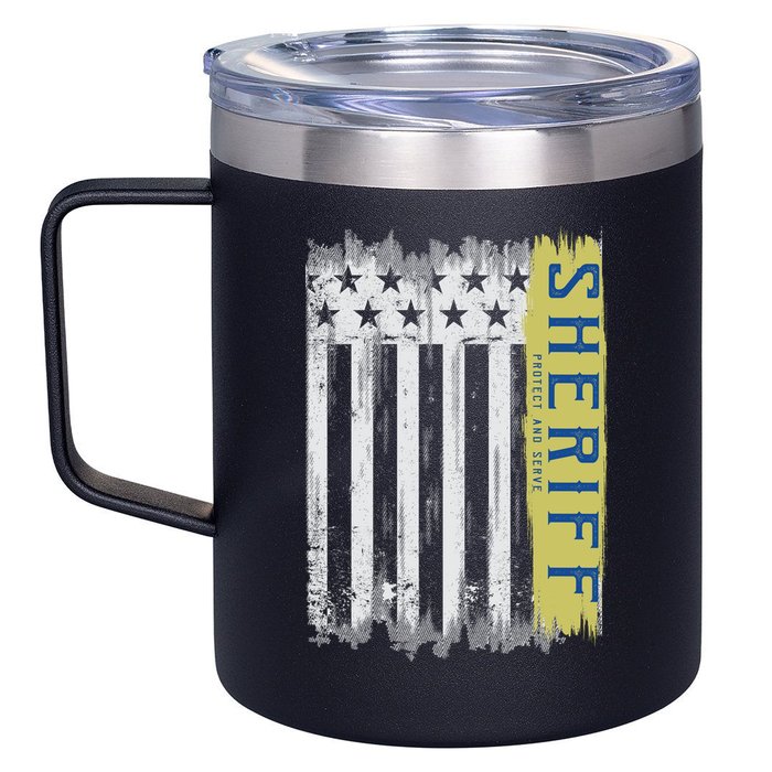 Sheriff American Flag Protect And Serve 12oz Stainless Steel Coffee Mug