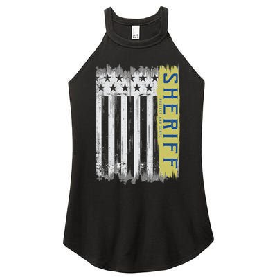 Sheriff American Flag Protect And Serve Women's Perfect Tri Rocker Tank