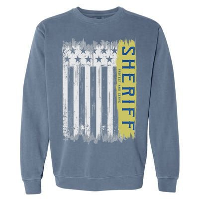 Sheriff American Flag Protect And Serve Garment-Dyed Sweatshirt