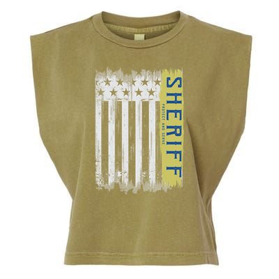 Sheriff American Flag Protect And Serve Garment-Dyed Women's Muscle Tee