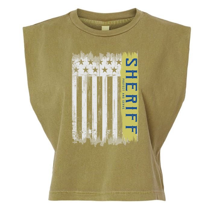 Sheriff American Flag Protect And Serve Garment-Dyed Women's Muscle Tee