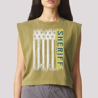 Sheriff American Flag Protect And Serve Garment-Dyed Women's Muscle Tee