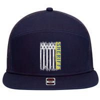 Sheriff American Flag Protect And Serve 7 Panel Mesh Trucker Snapback Hat