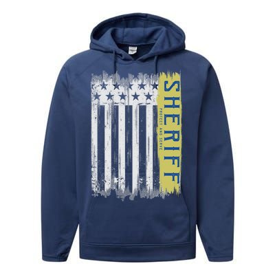 Sheriff American Flag Protect And Serve Performance Fleece Hoodie