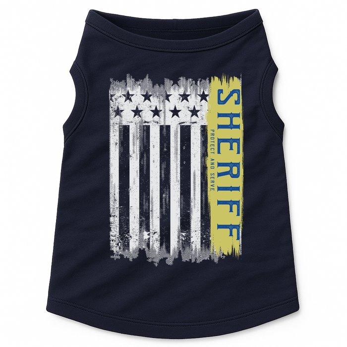 Sheriff American Flag Protect And Serve Doggie Tank