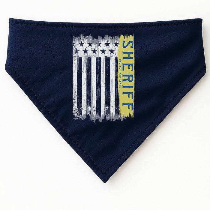 Sheriff American Flag Protect And Serve USA-Made Doggie Bandana