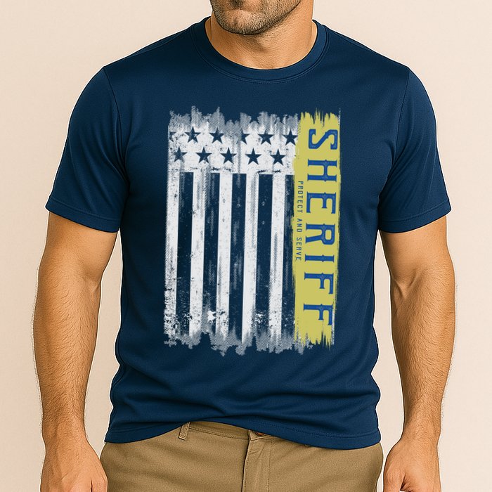 Sheriff American Flag Protect And Serve Performance Shirt