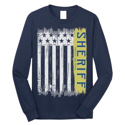 Sheriff American Flag Protect And Serve Long Sleeve Shirt