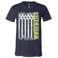 Sheriff American Flag Protect And Serve V-Neck T-Shirt