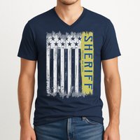 Sheriff American Flag Protect And Serve V-Neck T-Shirt
