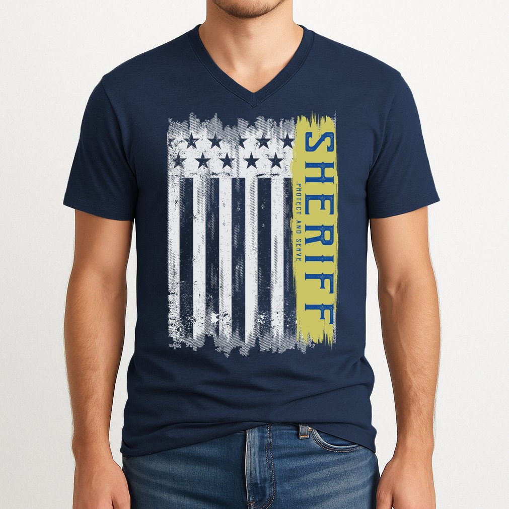Sheriff American Flag Protect And Serve V-Neck T-Shirt