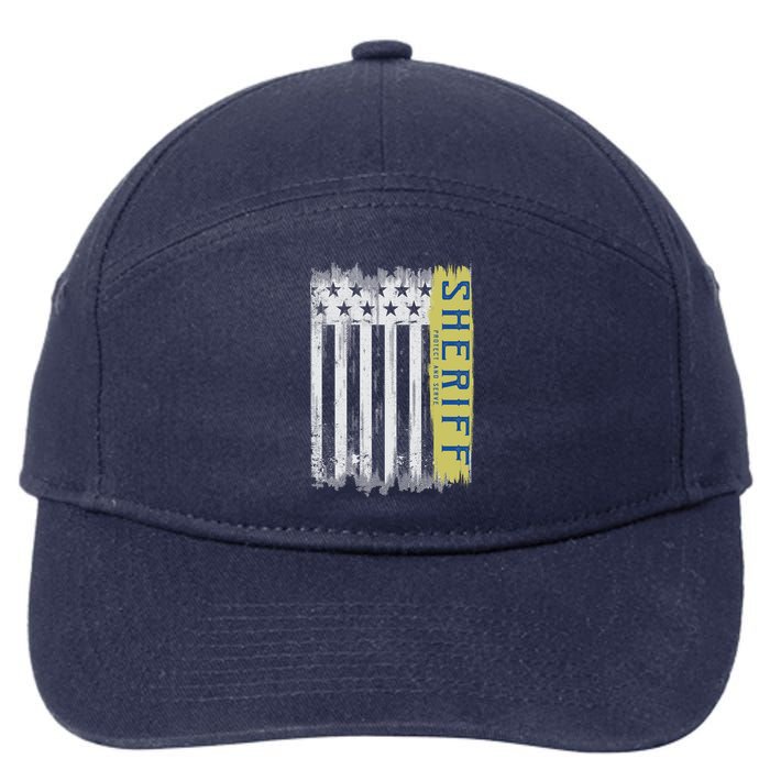 Sheriff American Flag Protect And Serve 7-Panel Snapback Hat