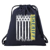 Sheriff American Flag Protect And Serve Drawstring Bag