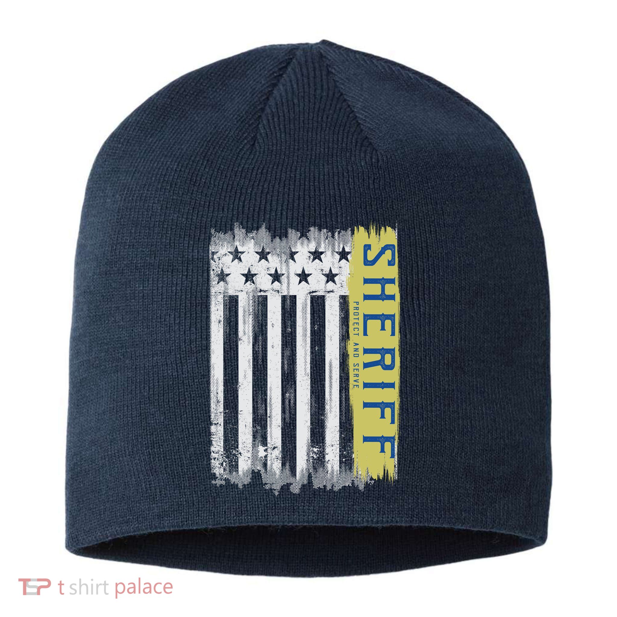 Sheriff American Flag Protect And Serve Sustainable Beanie