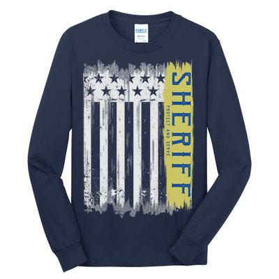 Sheriff American Flag Protect And Serve Tall Long Sleeve T-Shirt