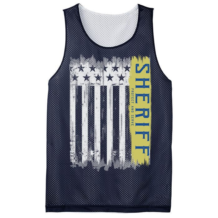 Sheriff American Flag Protect And Serve Mesh Reversible Basketball Jersey Tank