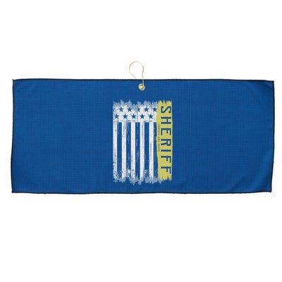 Sheriff American Flag Protect And Serve Large Microfiber Waffle Golf Towel