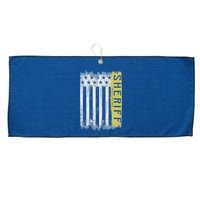 Sheriff American Flag Protect And Serve Large Microfiber Waffle Golf Towel