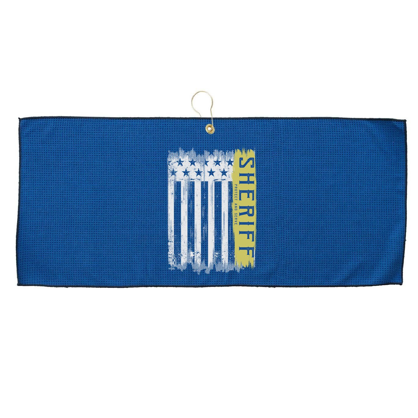 Sheriff American Flag Protect And Serve Large Microfiber Waffle Golf Towel