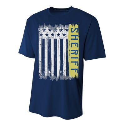 Sheriff American Flag Protect And Serve Performance Sprint T-Shirt