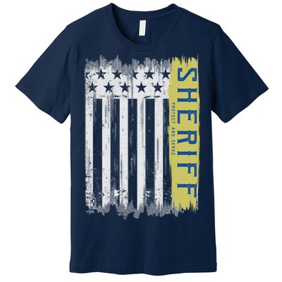 Sheriff American Flag Protect And Serve Premium T-Shirt