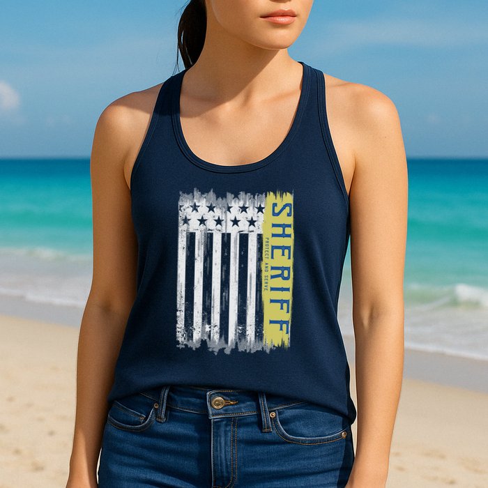 Sheriff American Flag Protect And Serve Womens Tank Top