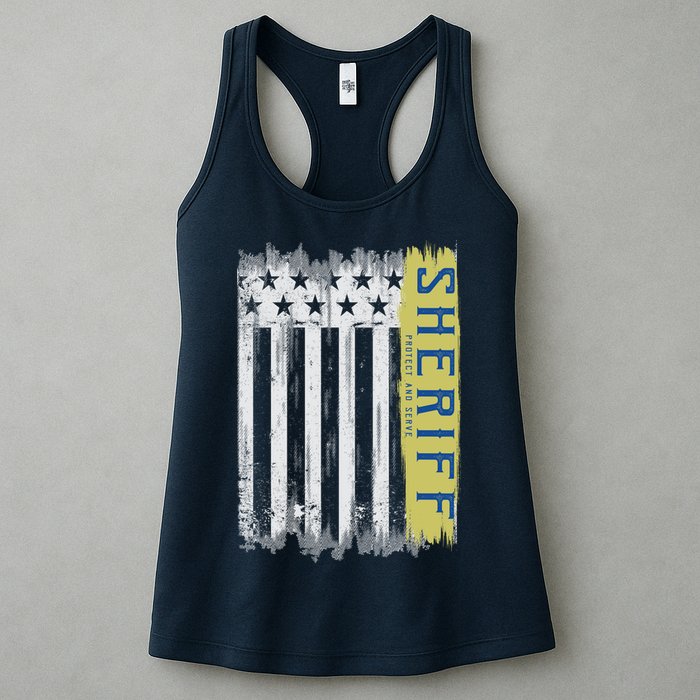 Sheriff American Flag Protect And Serve Womens Tank Top