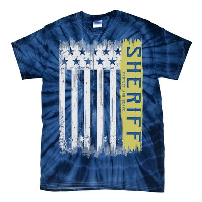 Sheriff American Flag Protect And Serve Tie-Dye T-Shirt