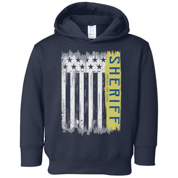 Sheriff American Flag Protect And Serve Toddler Hoodie