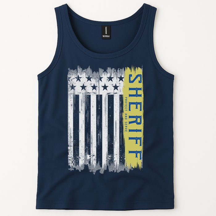 Sheriff American Flag Protect And Serve Tank Top