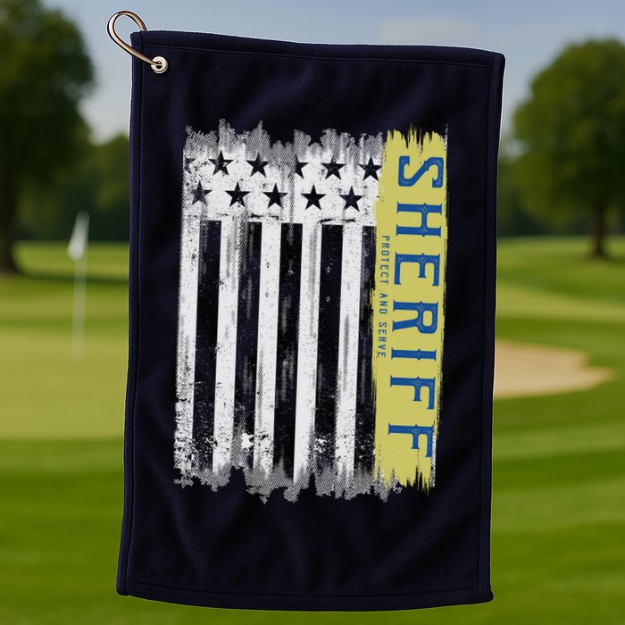 Sheriff American Flag Protect And Serve Golf Towel