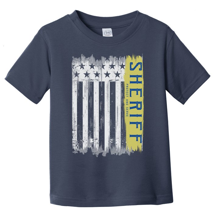 Sheriff American Flag Protect And Serve Toddler T-Shirt