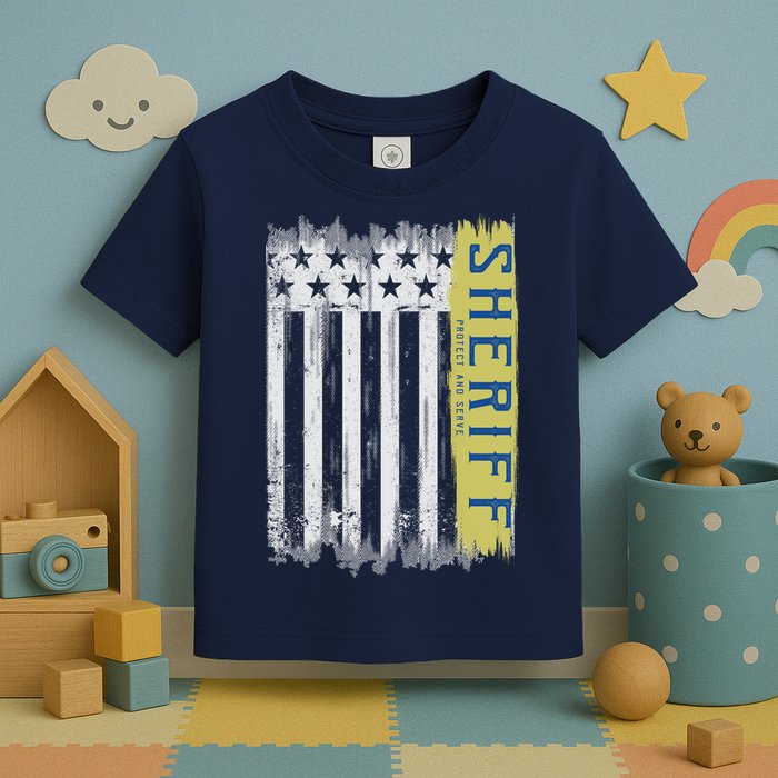 Sheriff American Flag Protect And Serve Toddler T-Shirt