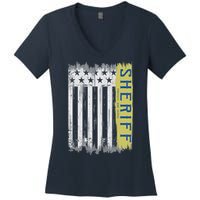 Sheriff American Flag Protect And Serve Women's V-Neck T-Shirt