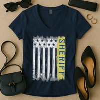 Sheriff American Flag Protect And Serve Women's V-Neck T-Shirt