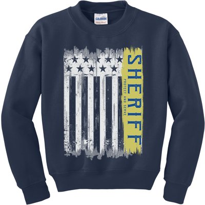 Sheriff American Flag Protect And Serve Kids Sweatshirt