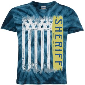 Sheriff American Flag Protect And Serve Kids Tie-Dye T-Shirt