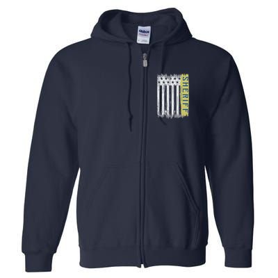 Sheriff American Flag Protect And Serve Full Zip Hoodie