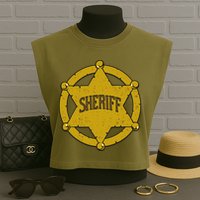 Sheriff Badge Garment-Dyed Women's Muscle Tee