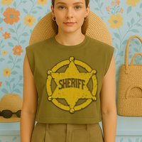 Sheriff Badge Garment-Dyed Women's Muscle Tee