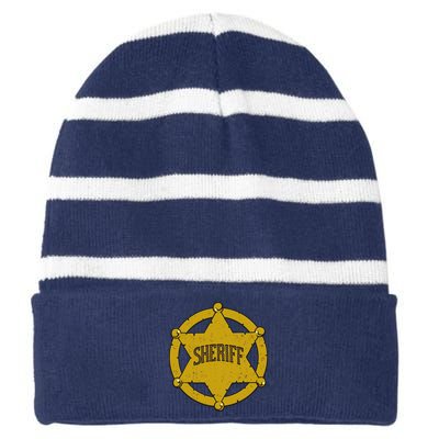 Sheriff Badge Striped Beanie with Solid Band