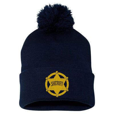 Sheriff Badge Pom Pom 12in Knit Beanie