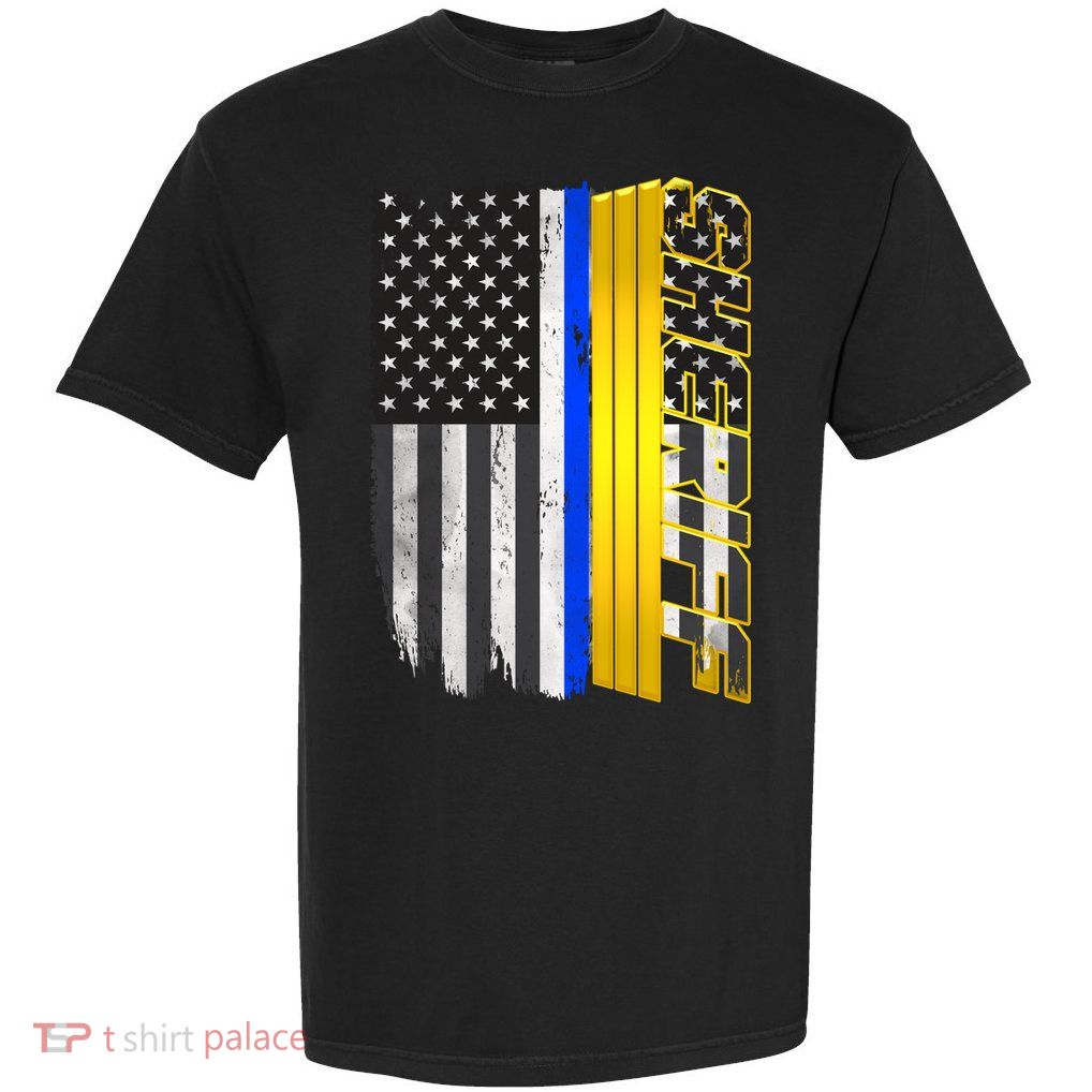 Sheriff Blue Thin Line Police Flag Garment-Dyed Heavyweight T-Shirt
