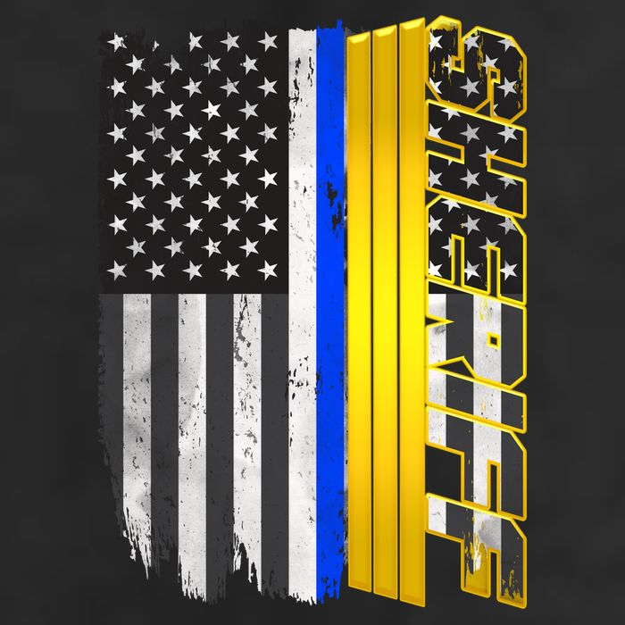 Sheriff Blue Thin Line Police Flag 7 Panel Mesh Trucker Snapback Hat
