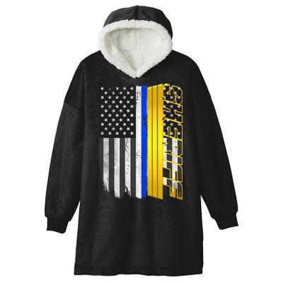 Sheriff Blue Thin Line Police Flag Hooded Wearable Blanket