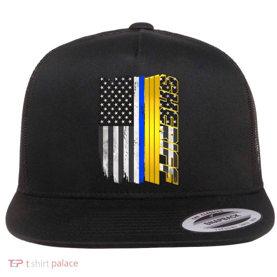 Sheriff Blue Thin Line Police Flag Flatbill Hat