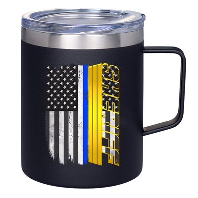 Sheriff Blue Thin Line Police Flag 12oz Stainless Steel Coffee Mug
