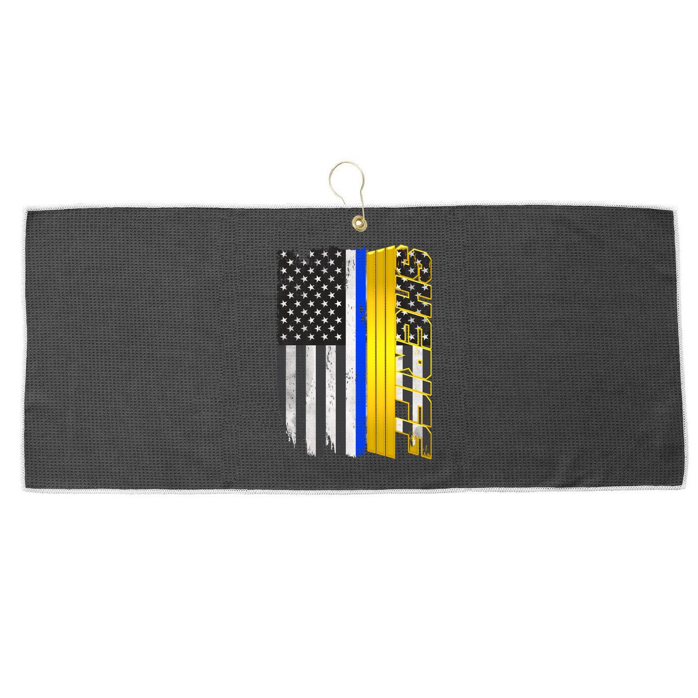 Sheriff Blue Thin Line Police Flag Large Microfiber Waffle Golf Towel