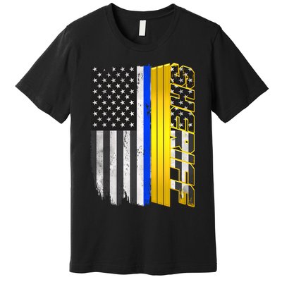 Sheriff Blue Thin Line Police Flag Premium T-Shirt
